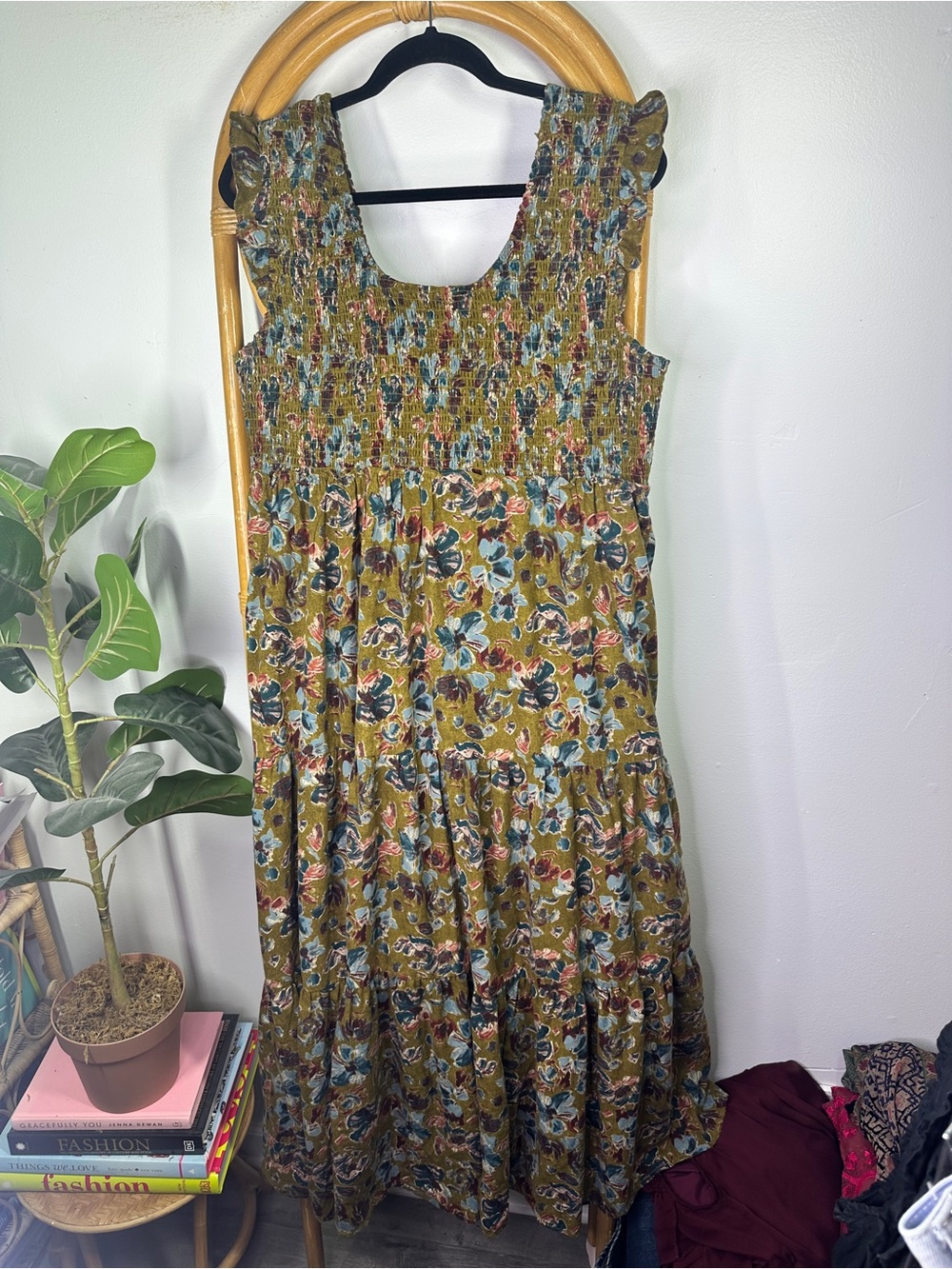 Natural Life Olivia Smocked Green Maxi Dress sz XL - Picture 4 of 10